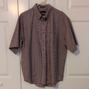 Van Heusen Men's Checkered Short Sleeve Shirt - Maroon & Tan